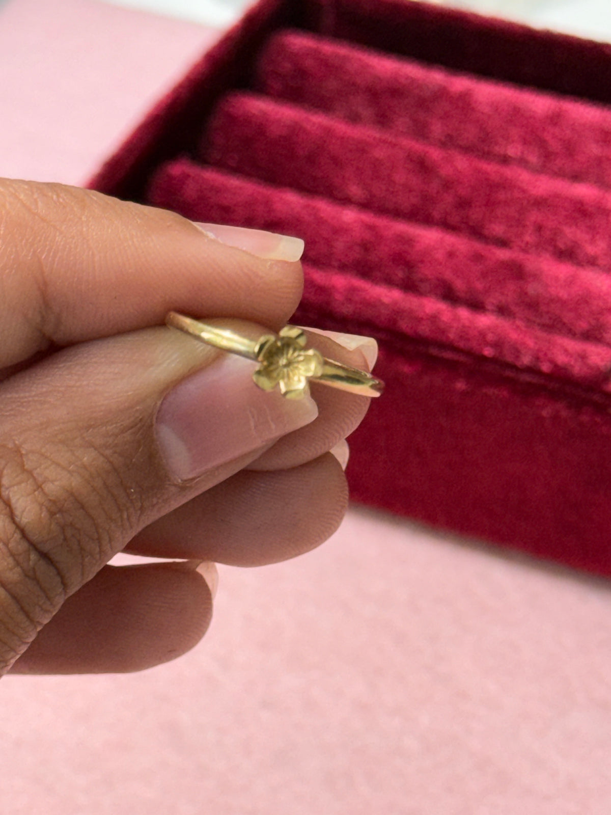 10K Yellow Gold Five-Petal Flower Ring – Size 6