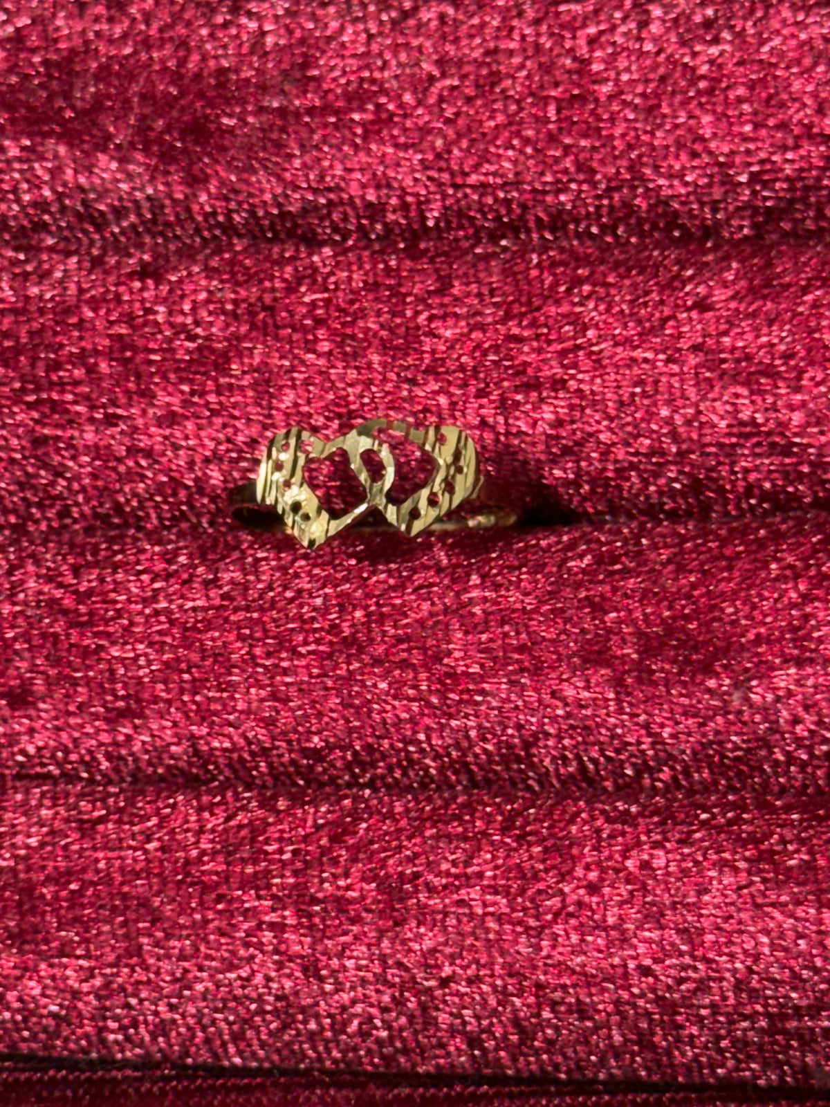 10K Gold Double Open Heart Ring – Size 6