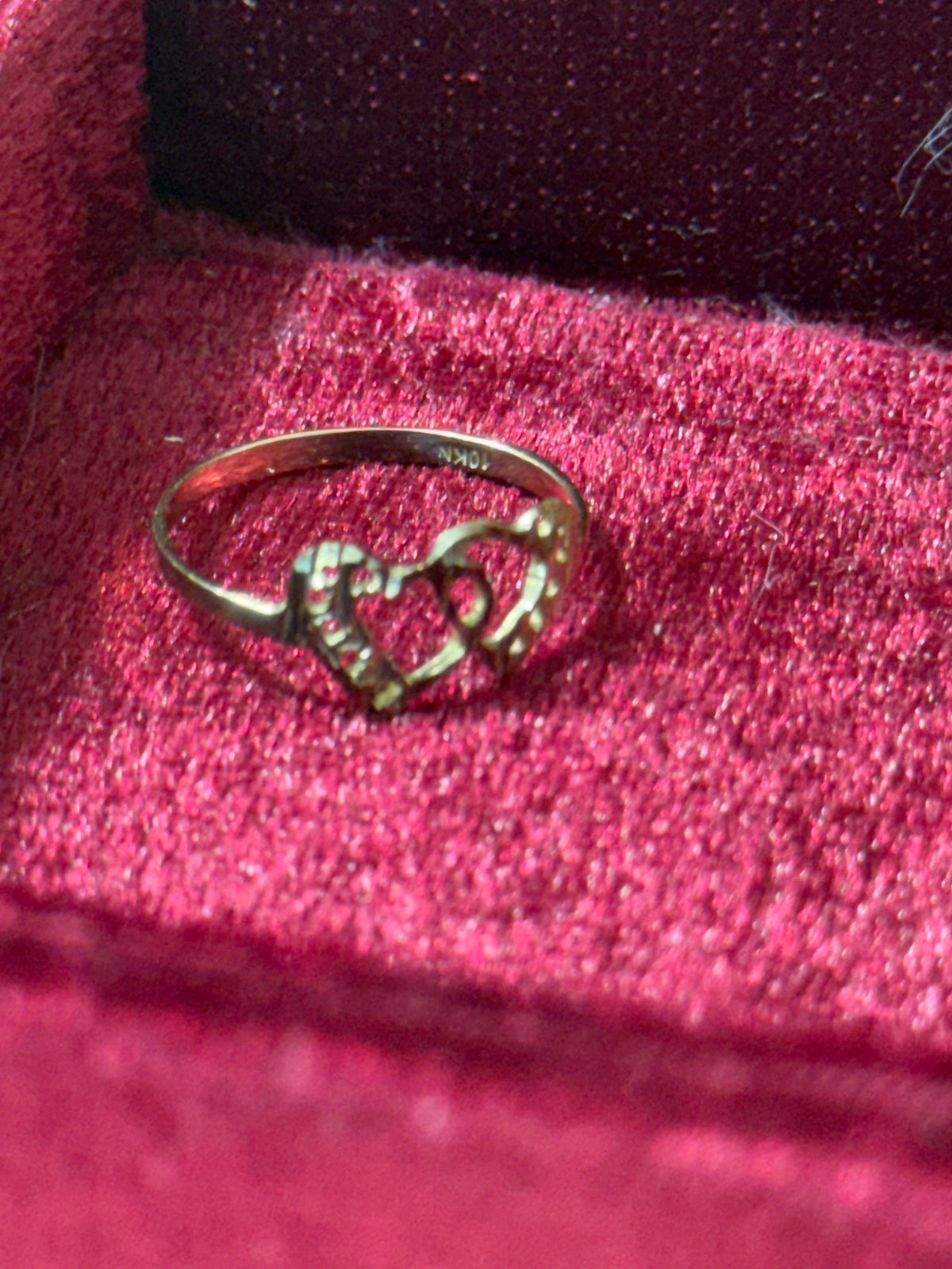 10K Gold Double Open Heart Ring – Size 6
