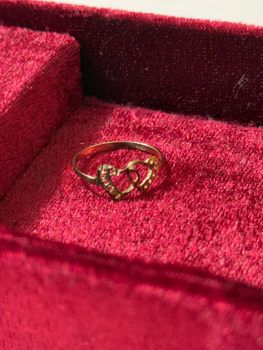 10K Gold Double Open Heart Ring – Size 6