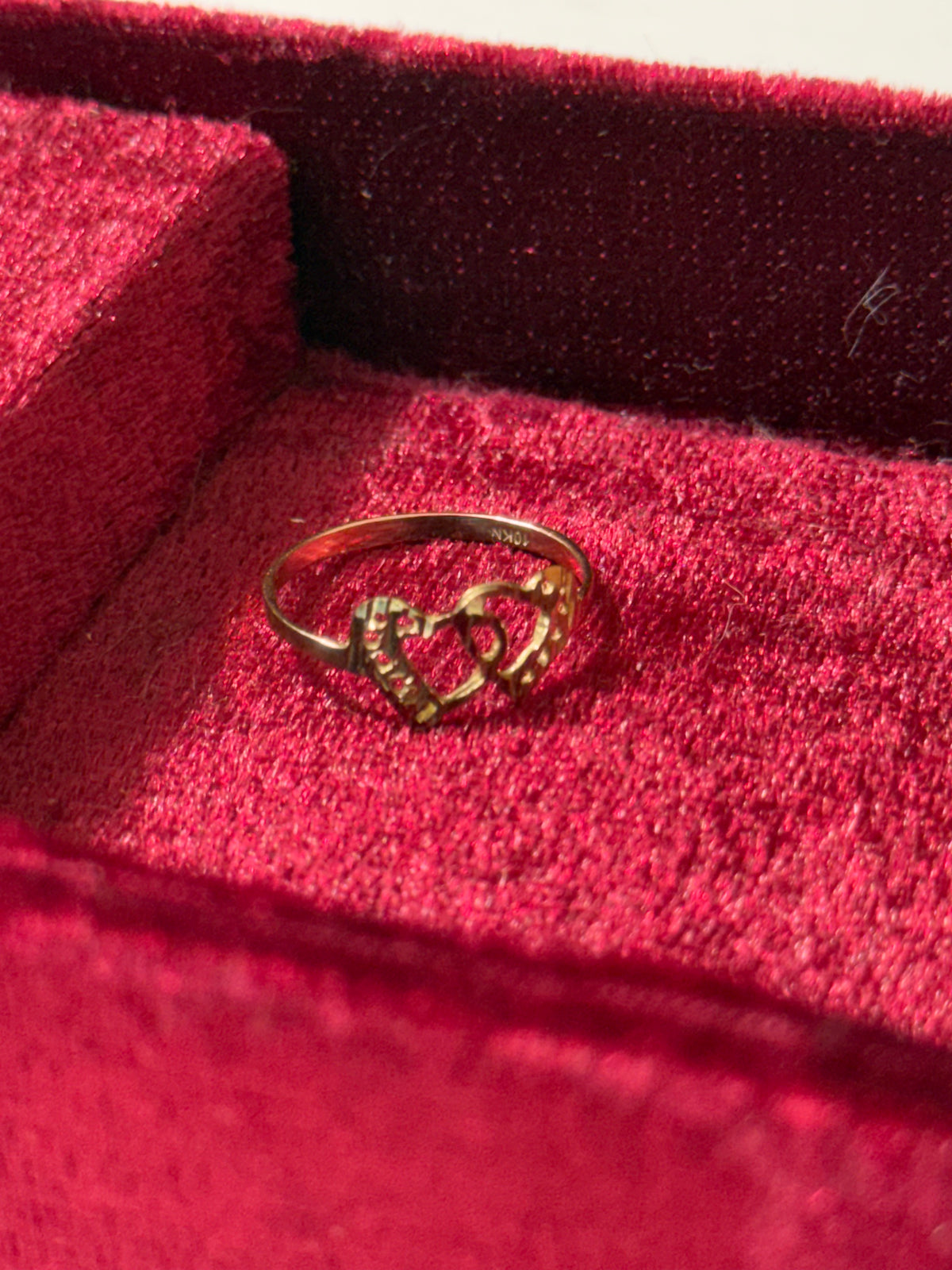 10K Gold Double Open Heart Ring – Size 6
