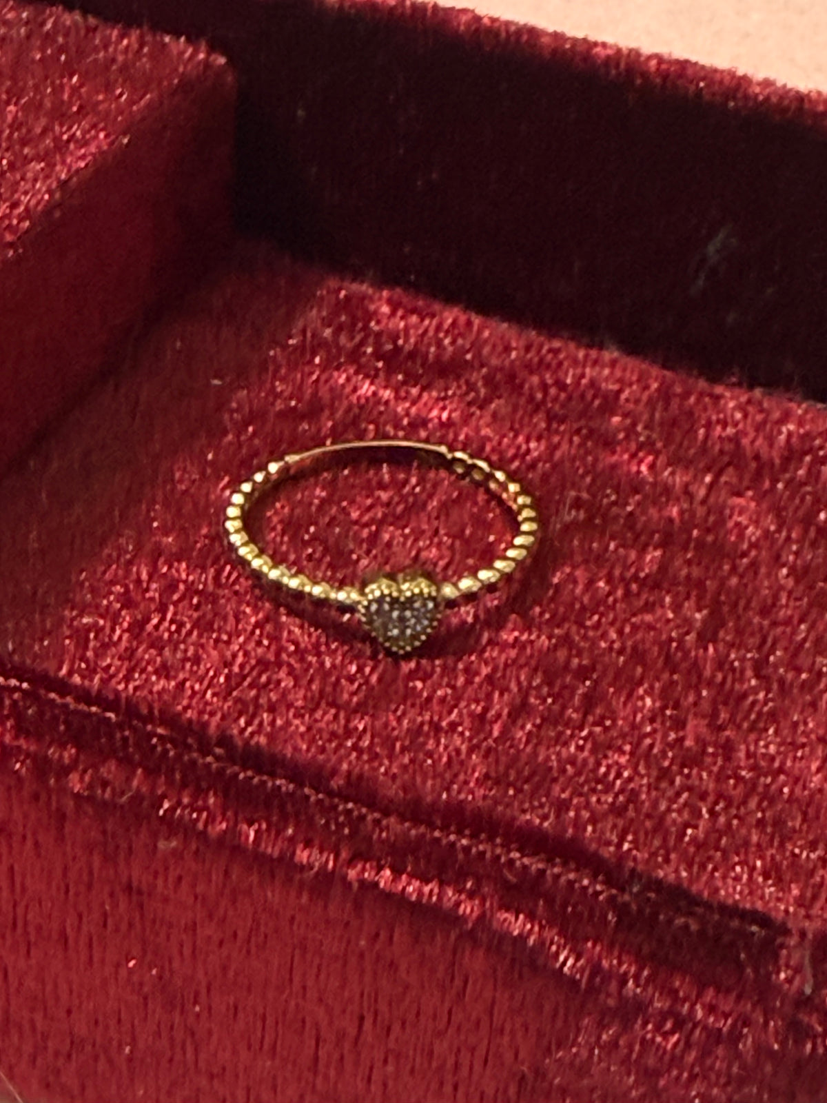 10K Gold CZ Heart Beaded Ring – Size 7