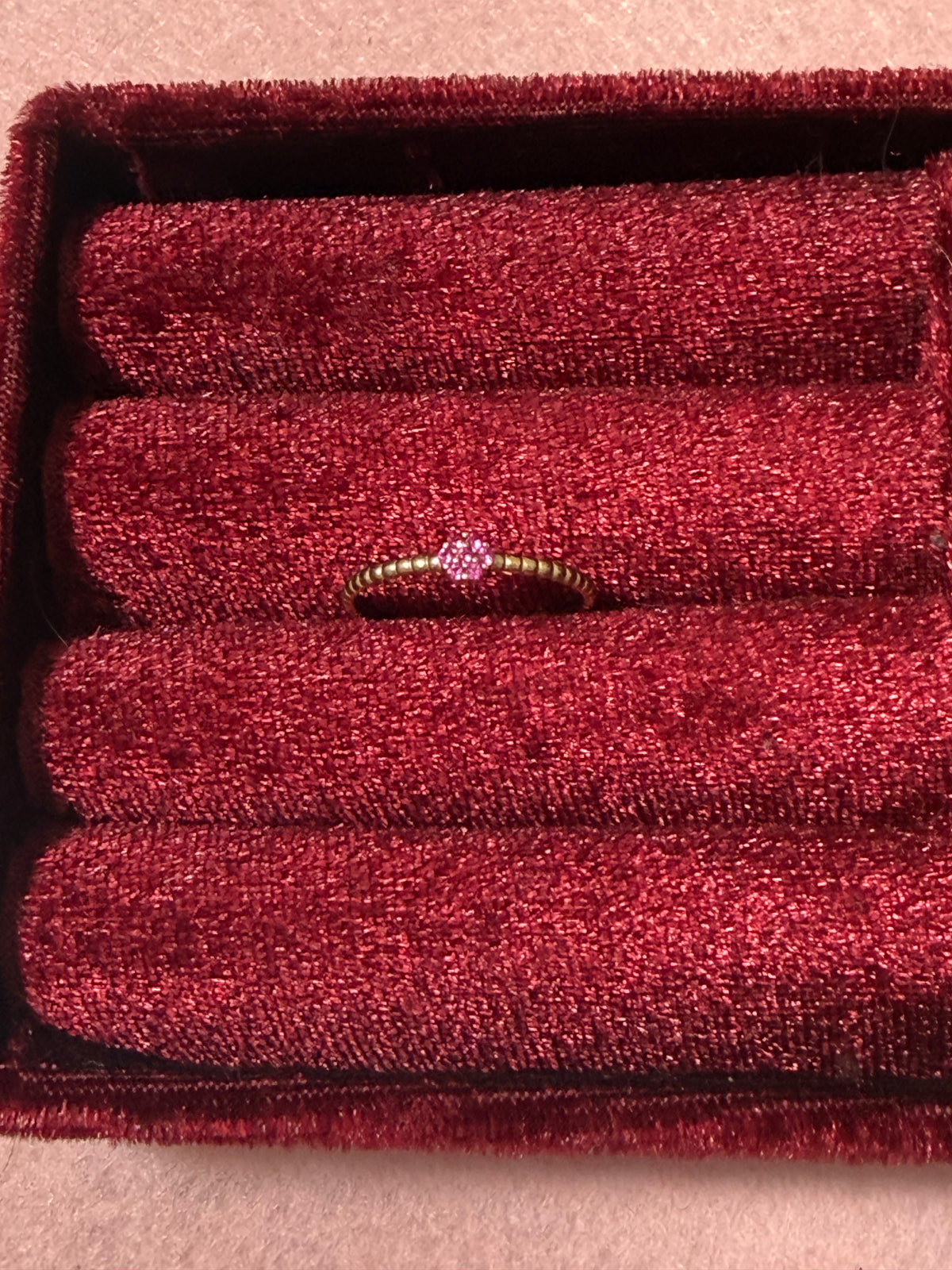 10K Gold Pink Stone Flower Ring – Size 7