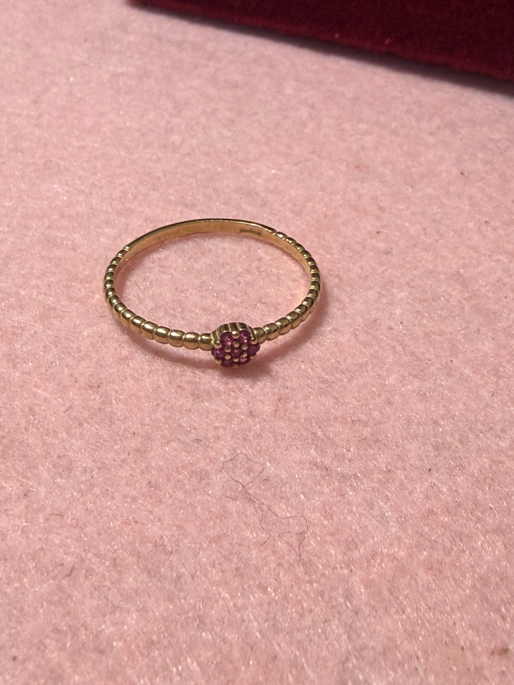 10K Gold Pink Stone Flower Ring – Size 7
