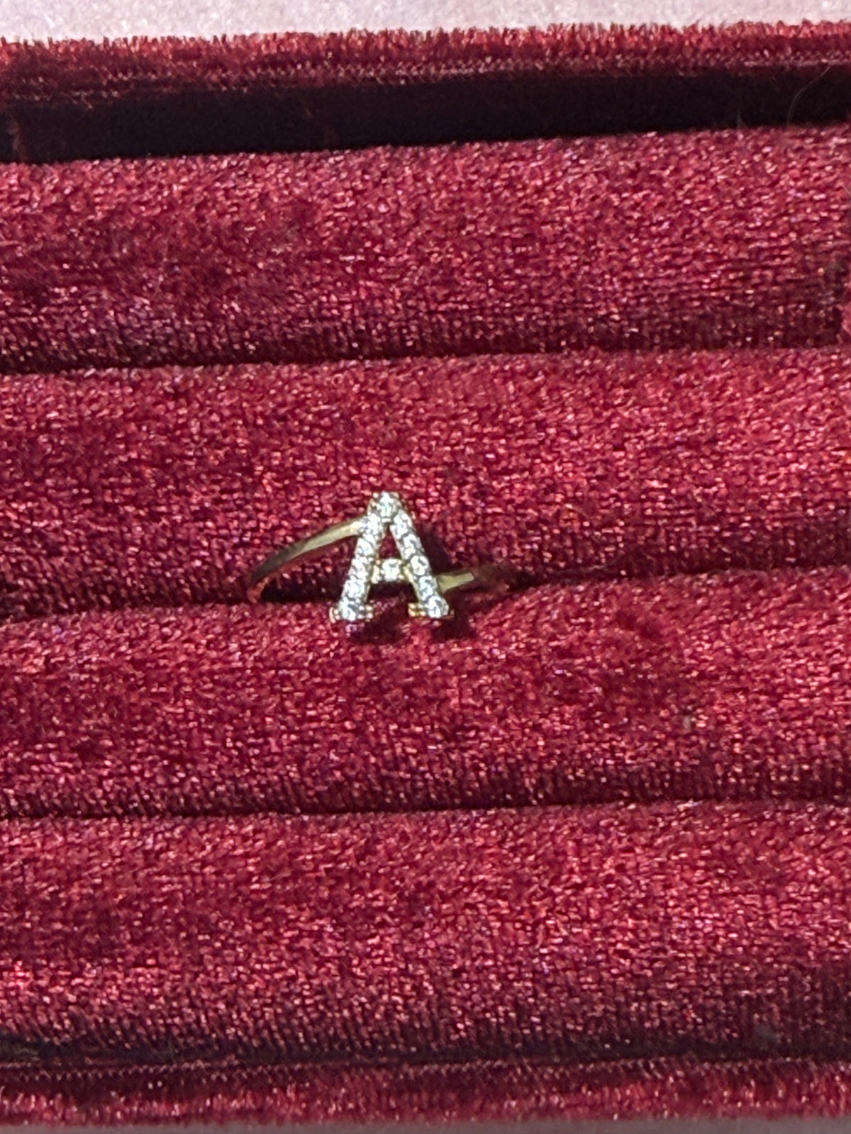 10K Gold CZ Initial A Ring – Size 7.5