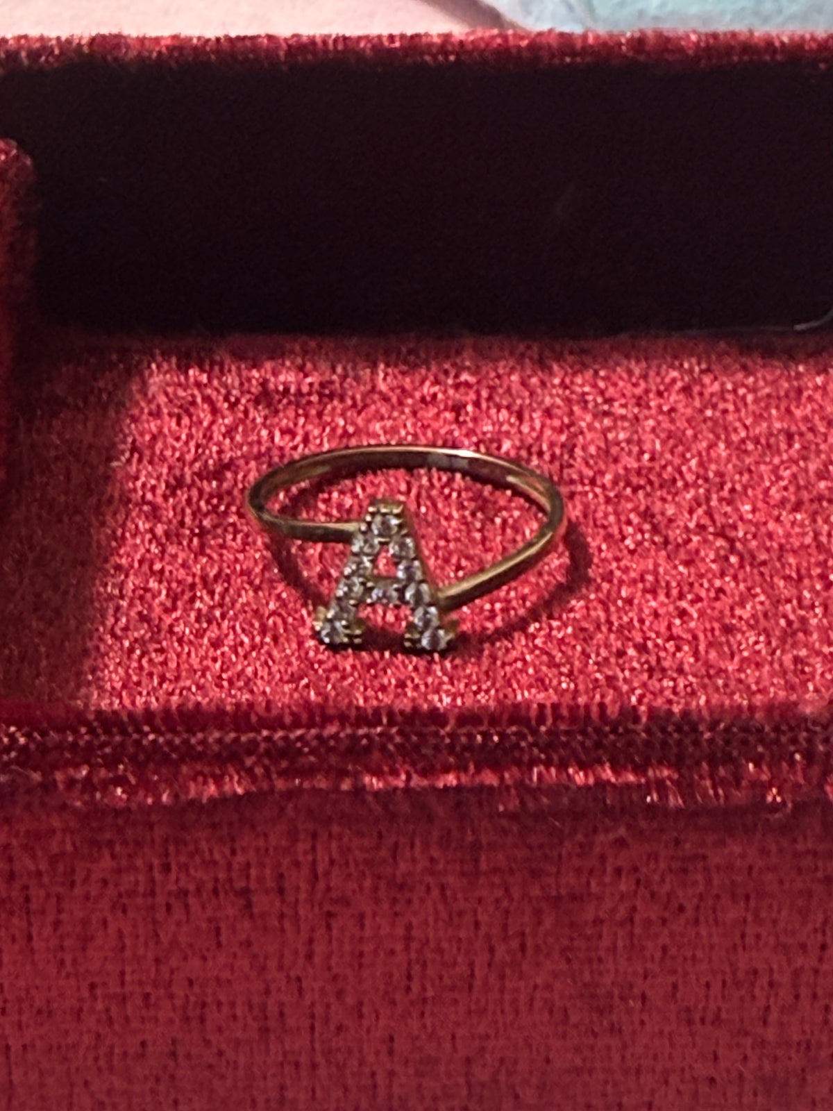 10K Gold CZ Initial A Ring – Size 7.5