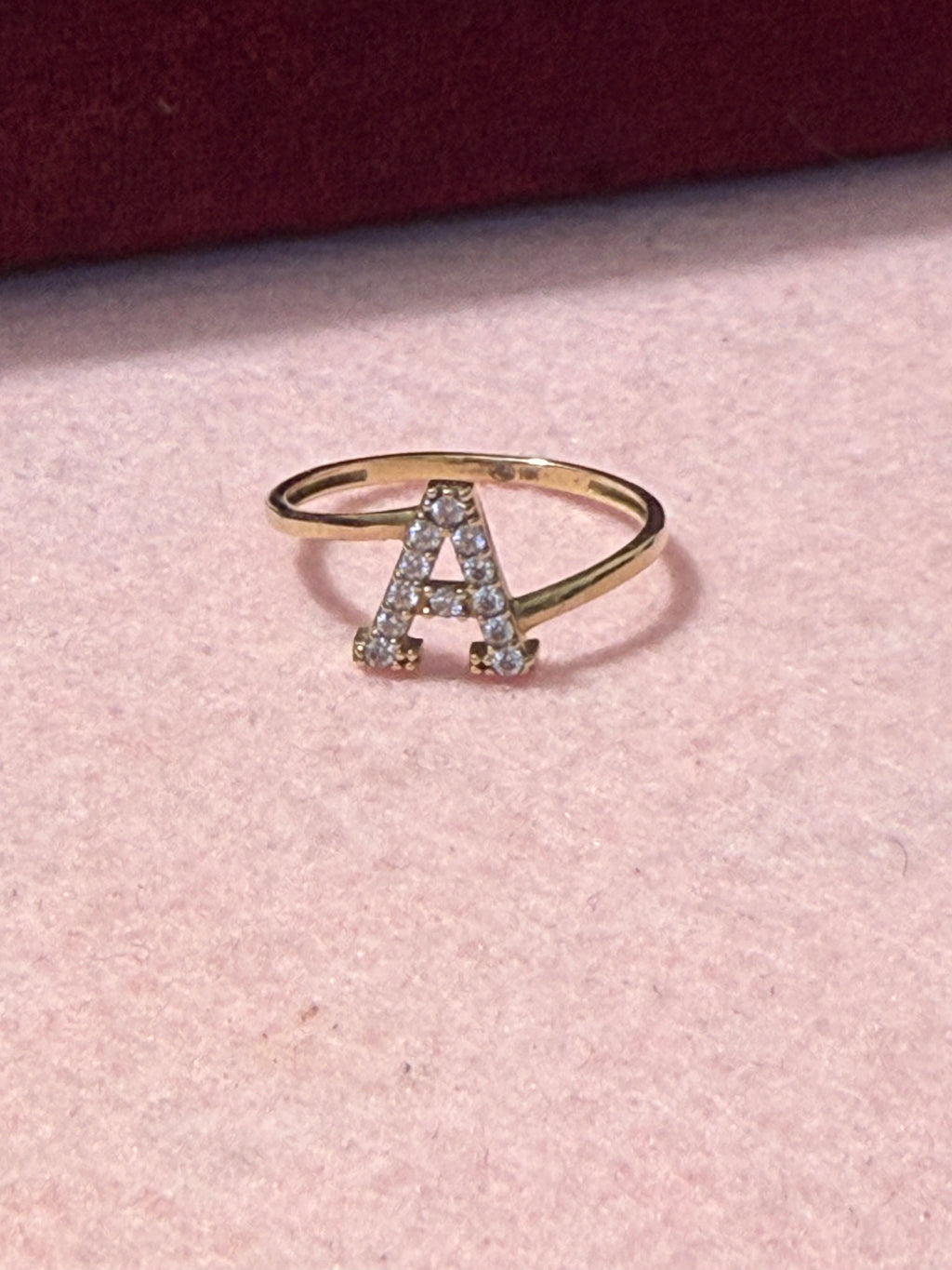 10K Gold CZ Initial A Ring – Size 7.5