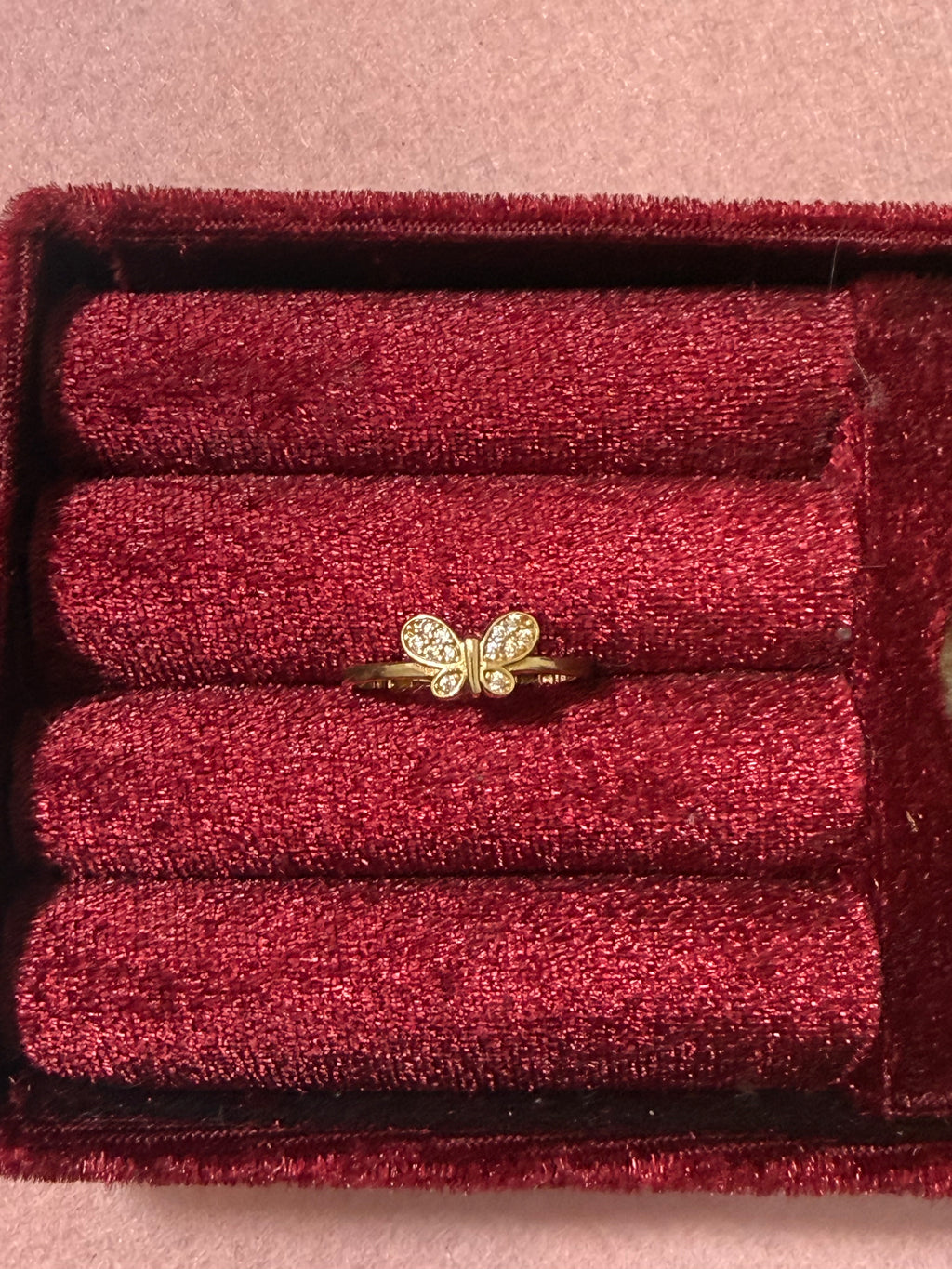 14K Gold CZ Butterfly Ring – Size 8