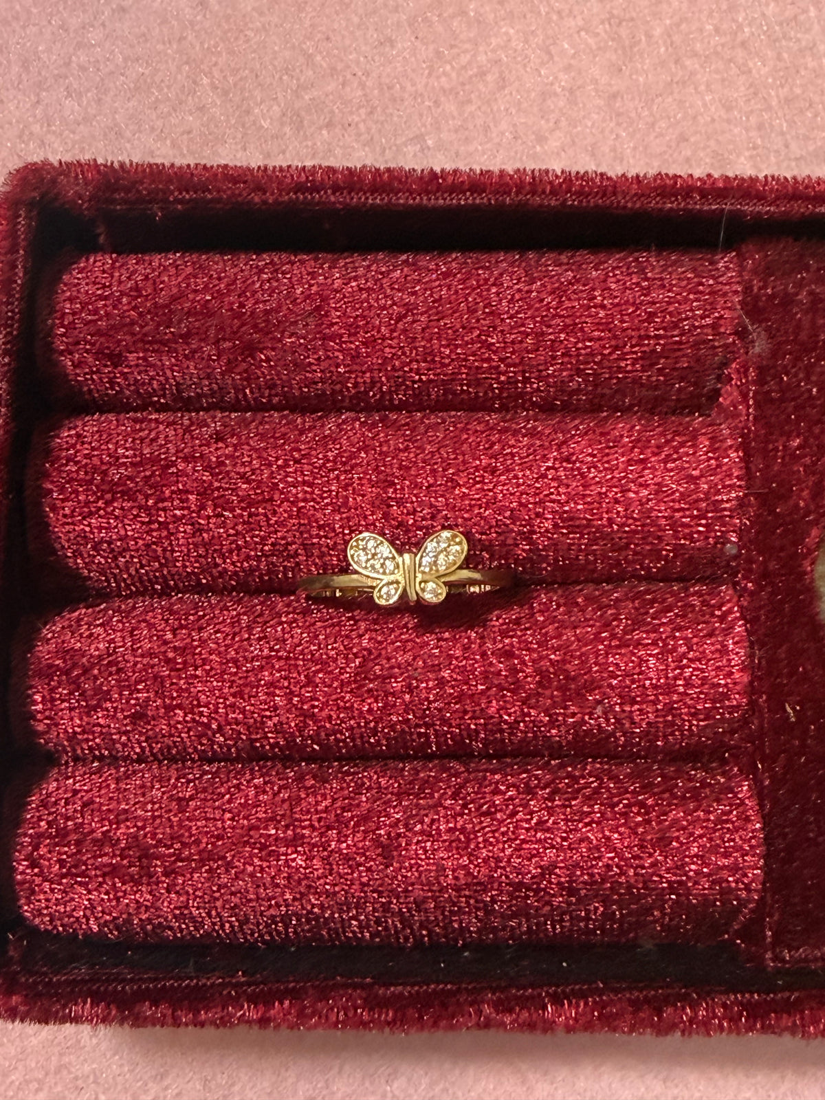 14K Gold CZ Butterfly Ring – Size 8