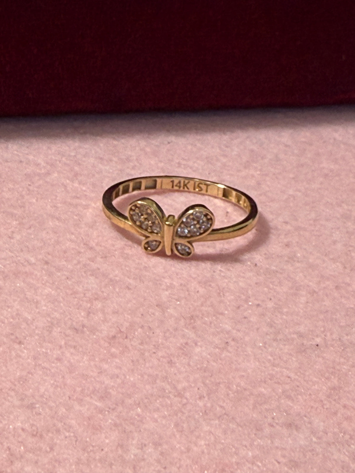 14K Gold CZ Butterfly Ring – Size 8