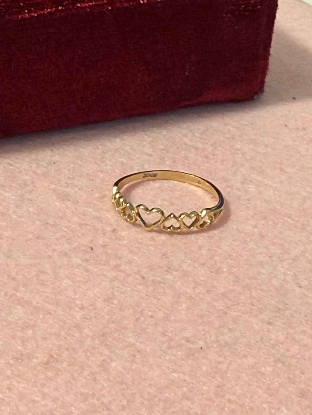 10K Gold Open Heart Band Ring – Size 7