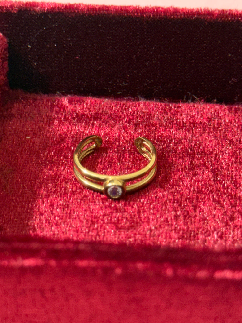 10K Gold Double Band CZ Toe Ring – Adjustable