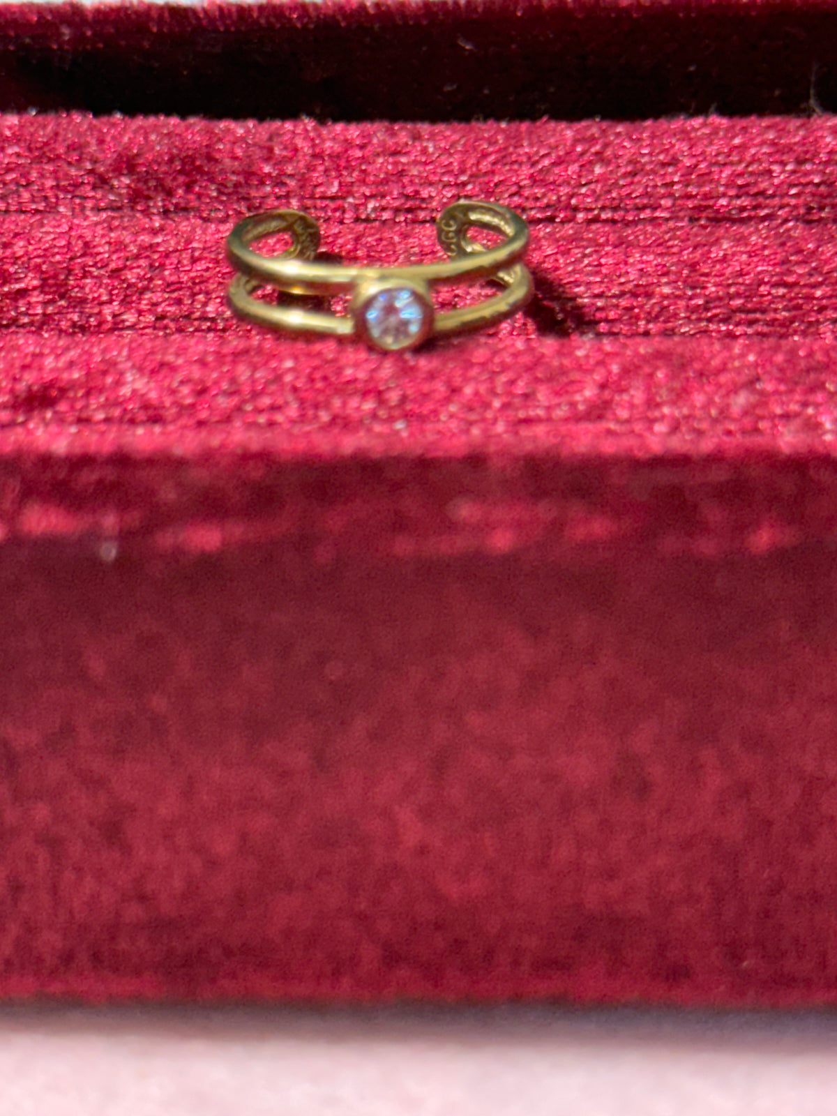 10K Gold Double Band CZ Toe Ring – Adjustable