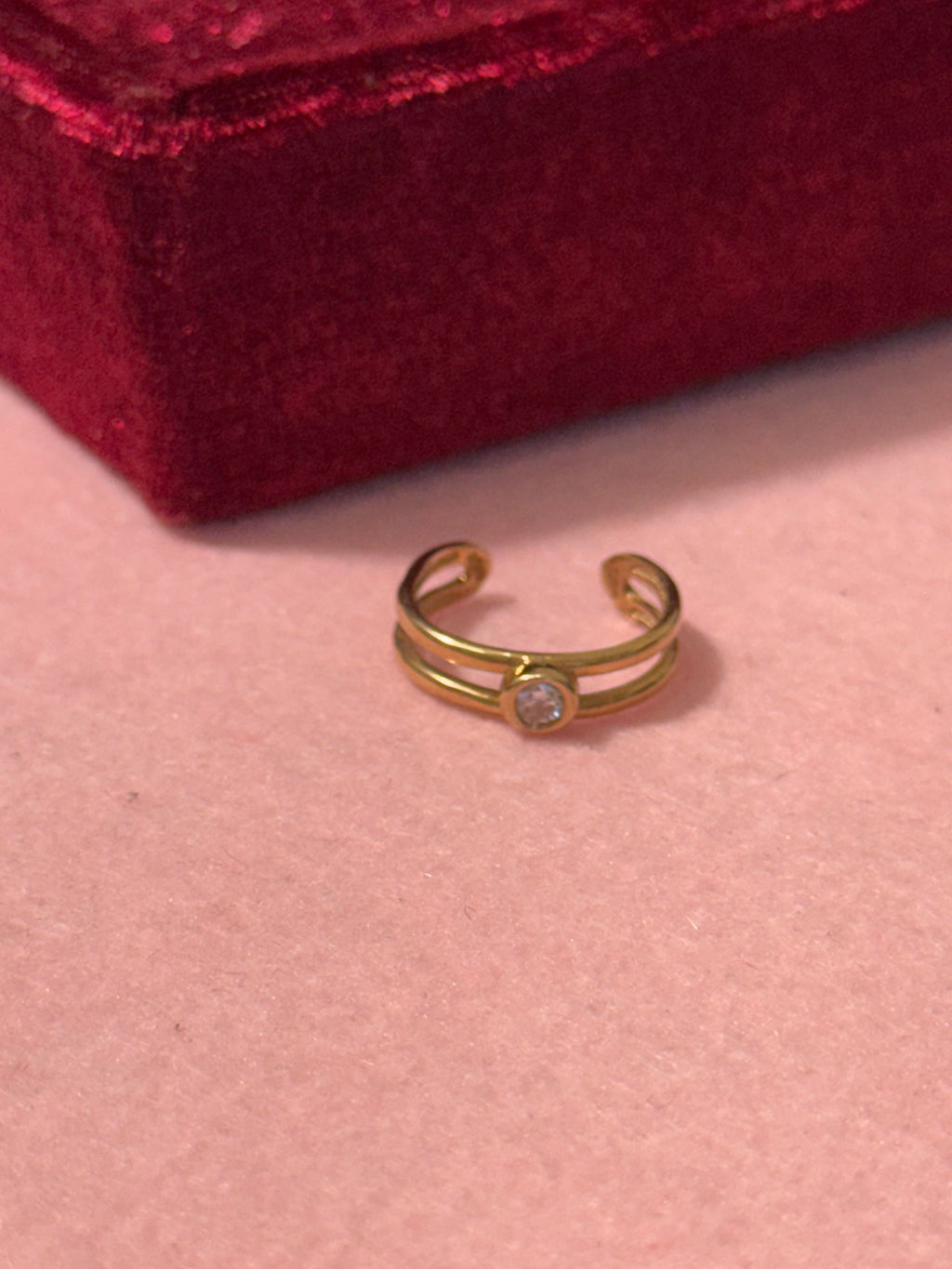 10K Gold Double Band CZ Toe Ring – Adjustable