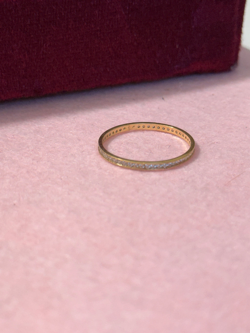 18K Gold CZ Eternity Band Ring – Size 9