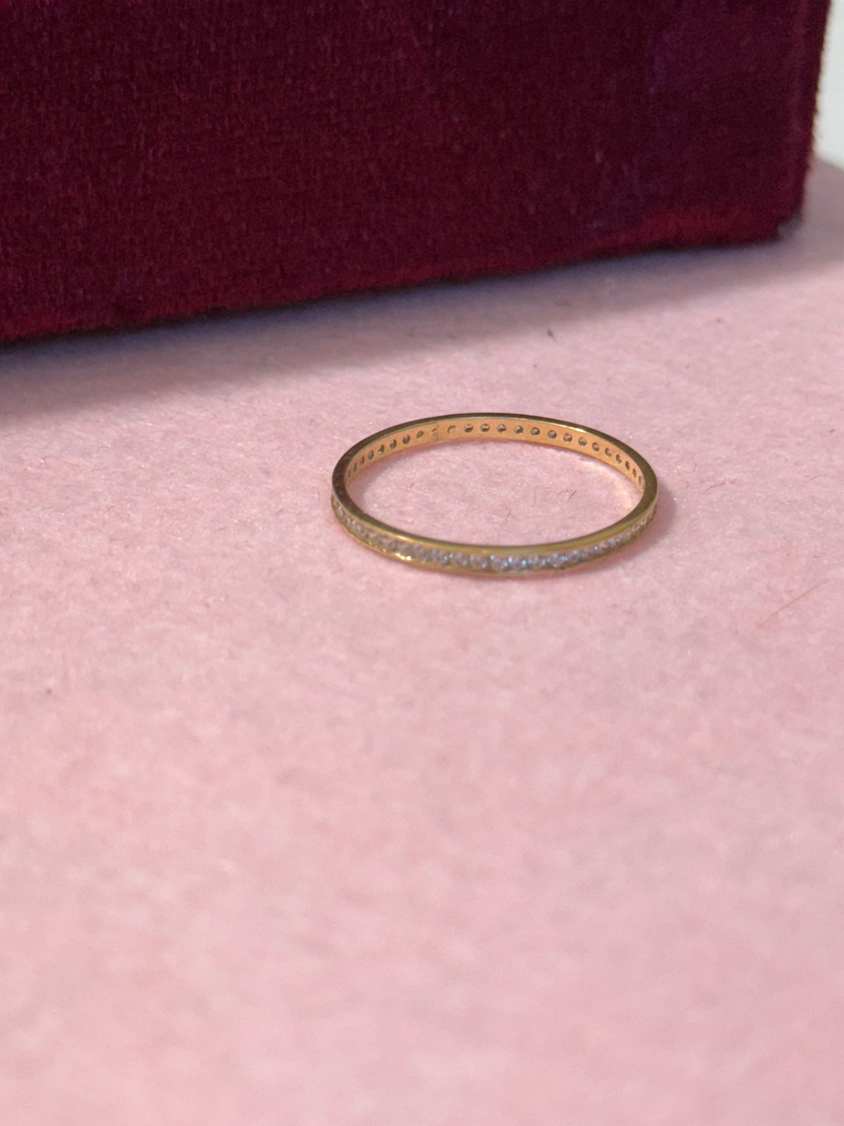 18K Gold CZ Eternity Band Ring – Size 9