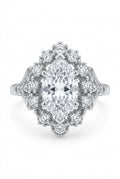 925 Sterling Silver Pear-Cut Crystal Statement Ring – Adjustable