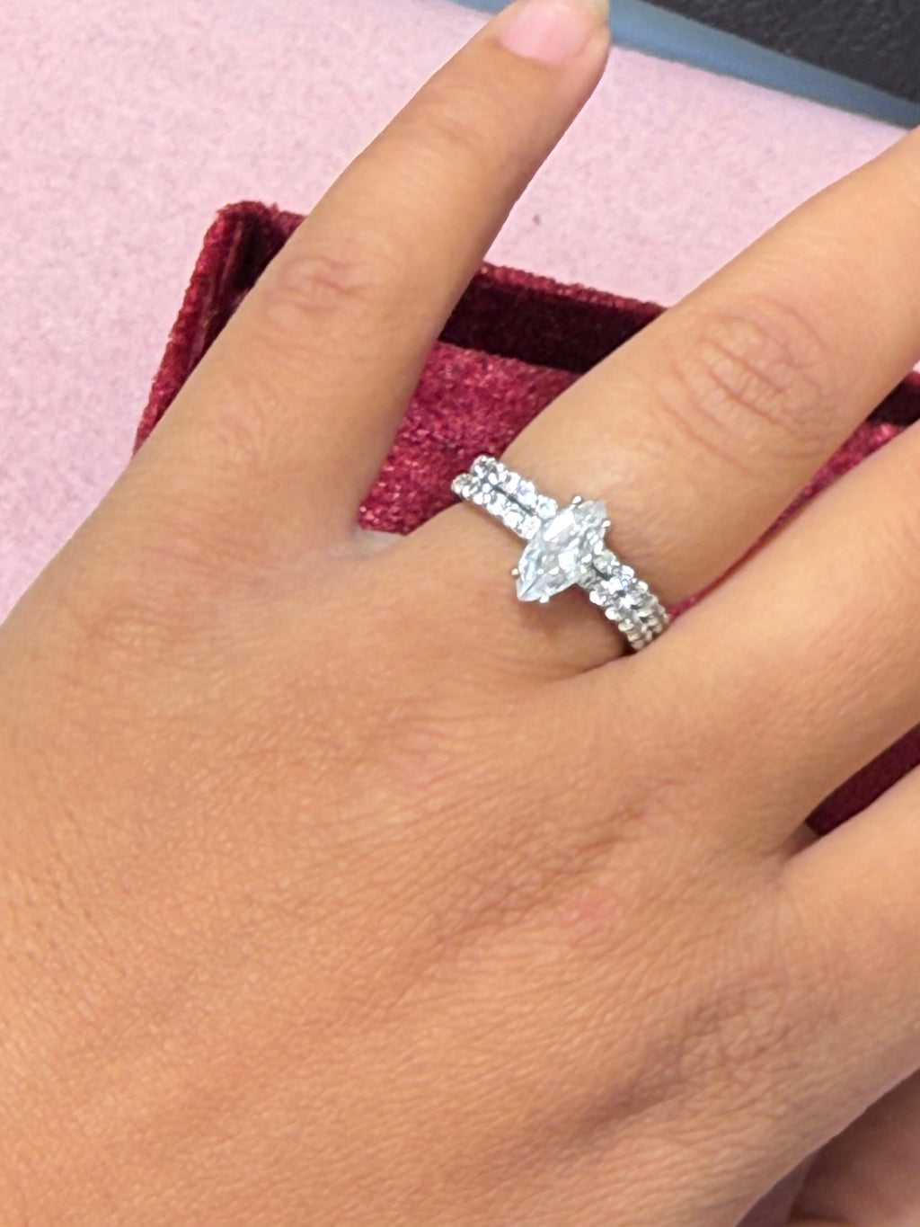 925 Sterling Silver Marquise Crystal Ring Set – Size 6