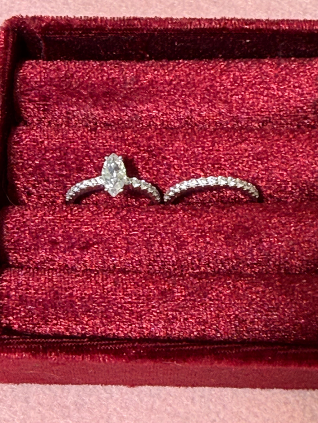 925 Sterling Silver Marquise Crystal Ring Set – Size 6