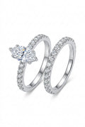 925 Sterling Silver Marquise Crystal Ring Set – Size 6