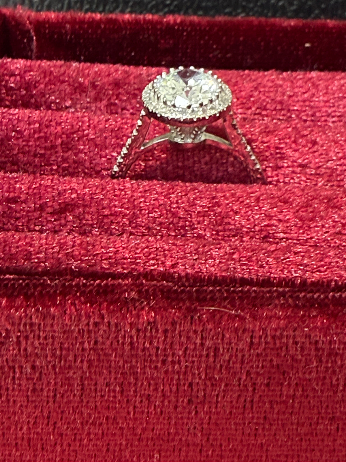 925 Sterling Silver Oval-Cut Crystal Halo Ring – Size 8