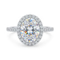 925 Sterling Silver Oval-Cut Crystal Halo Ring – Size 8