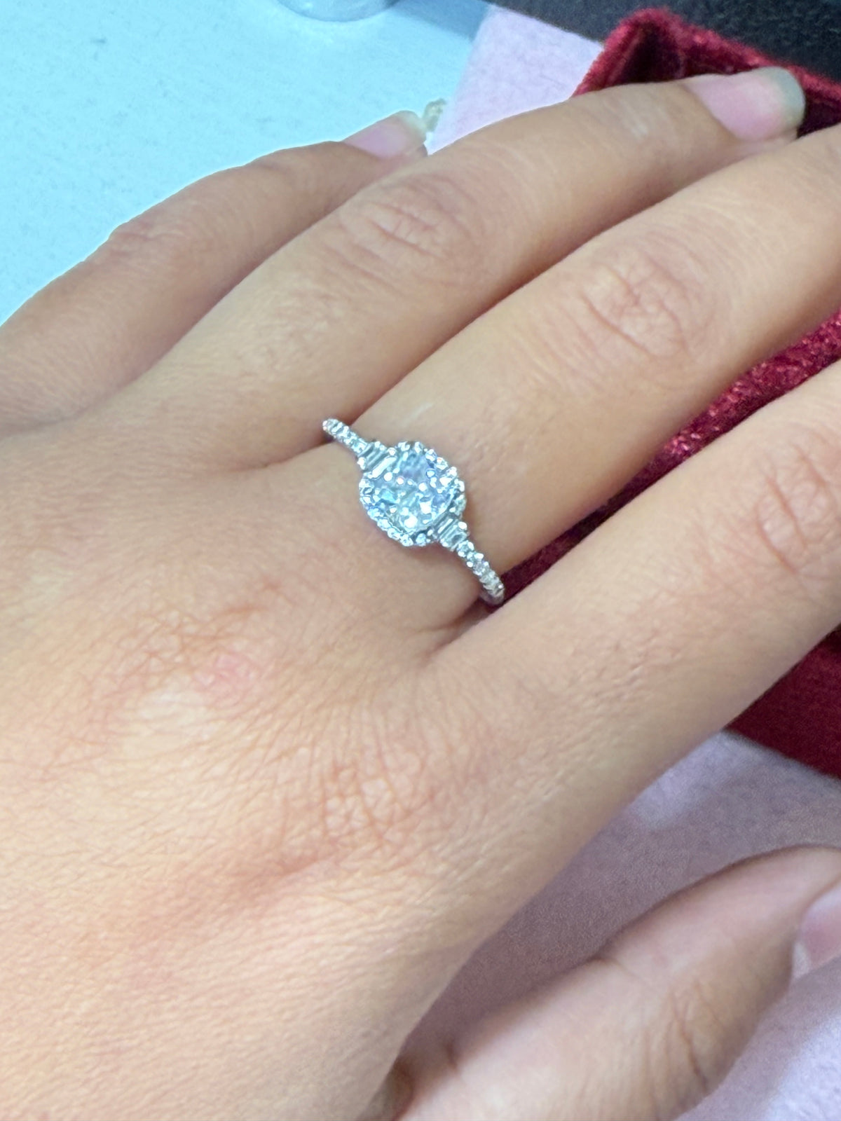 925 Sterling Silver Cushion-Cut Halo Ring – Size 8