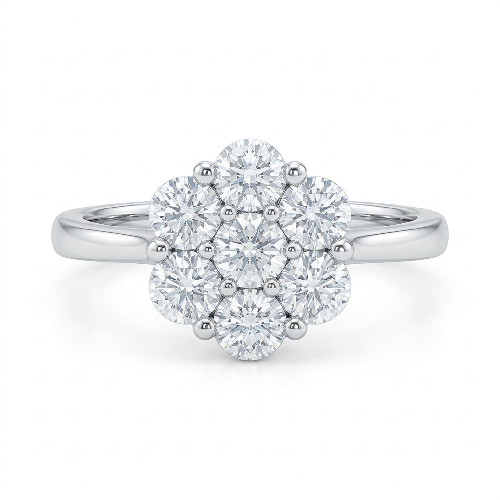 925 Sterling Silver Floral Cluster Ring – Size 8