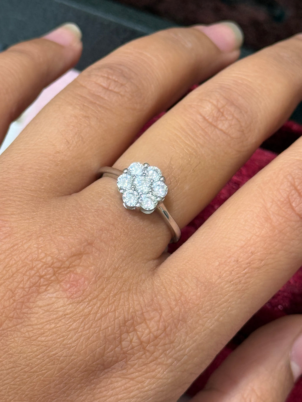 925 Sterling Silver Floral Cluster Ring – Size 8