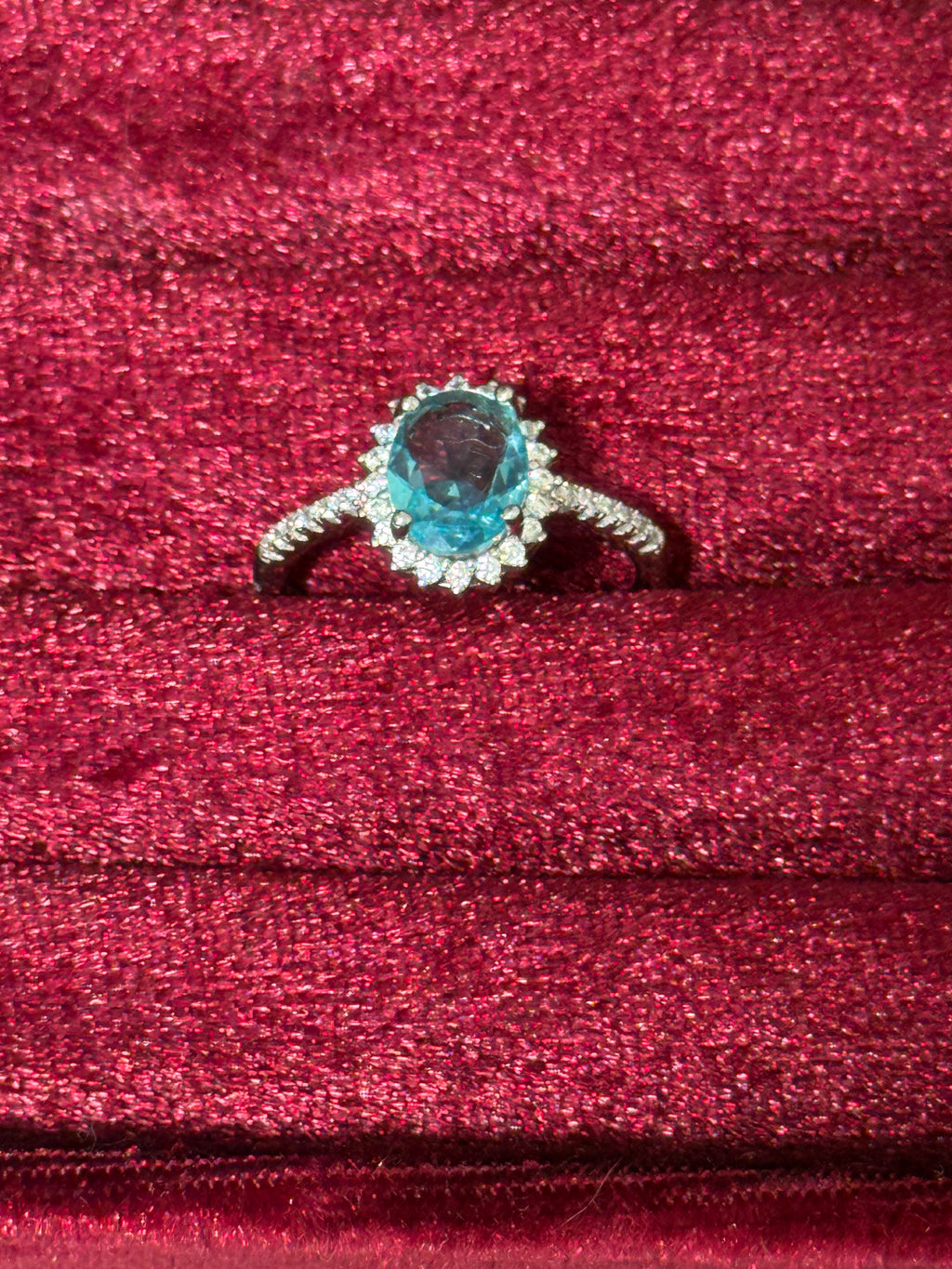 925 Sterling Silver Aquamarine Blue Oval-Cut Ring – Size 8