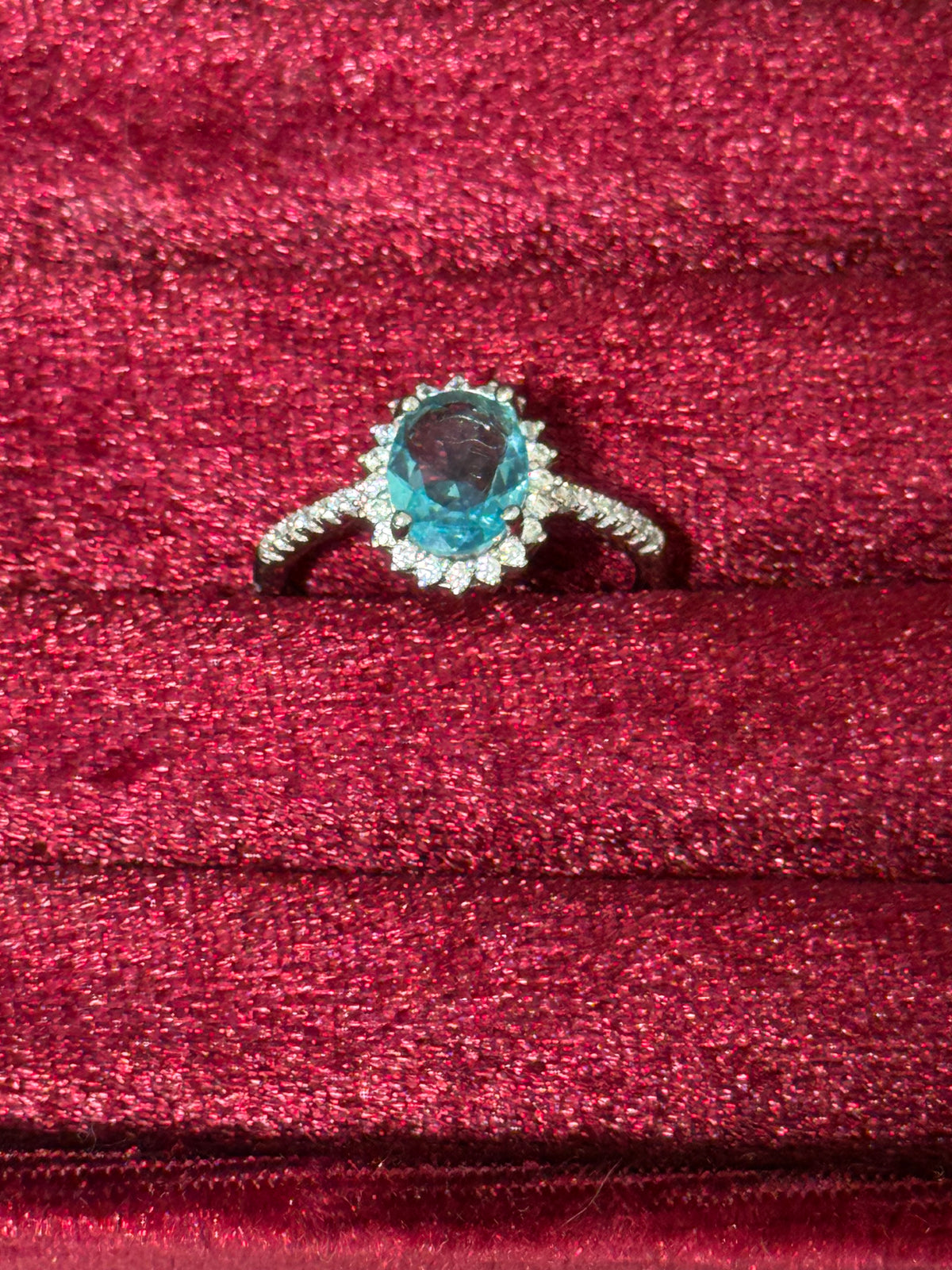 925 Sterling Silver Aquamarine Blue Oval-Cut Ring – Size 8