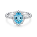 925 Sterling Silver Aquamarine Blue Oval-Cut Ring – Size 8