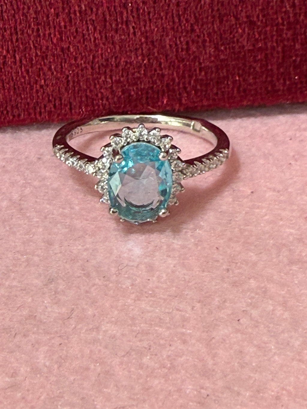 925 Sterling Silver Aquamarine Blue Oval-Cut Ring – Size 8