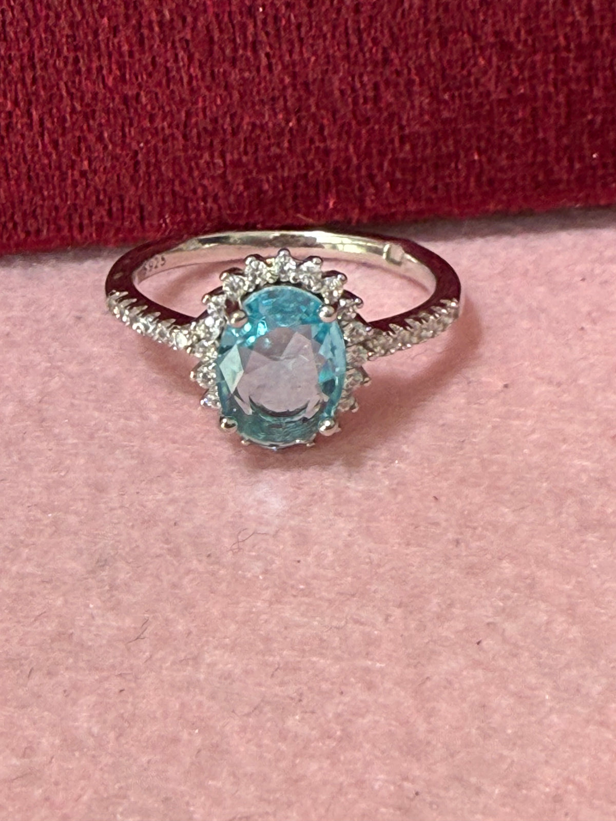 925 Sterling Silver Aquamarine Blue Oval-Cut Ring – Size 8