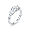 925 Sterling Silver Three-Stone Princess-Cut Ring – Size 8