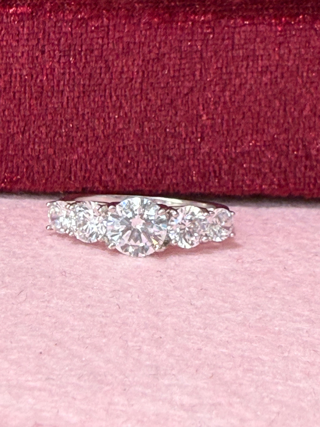 925 Sterling Silver Five-Stone Round-Cut Ring – Size 9