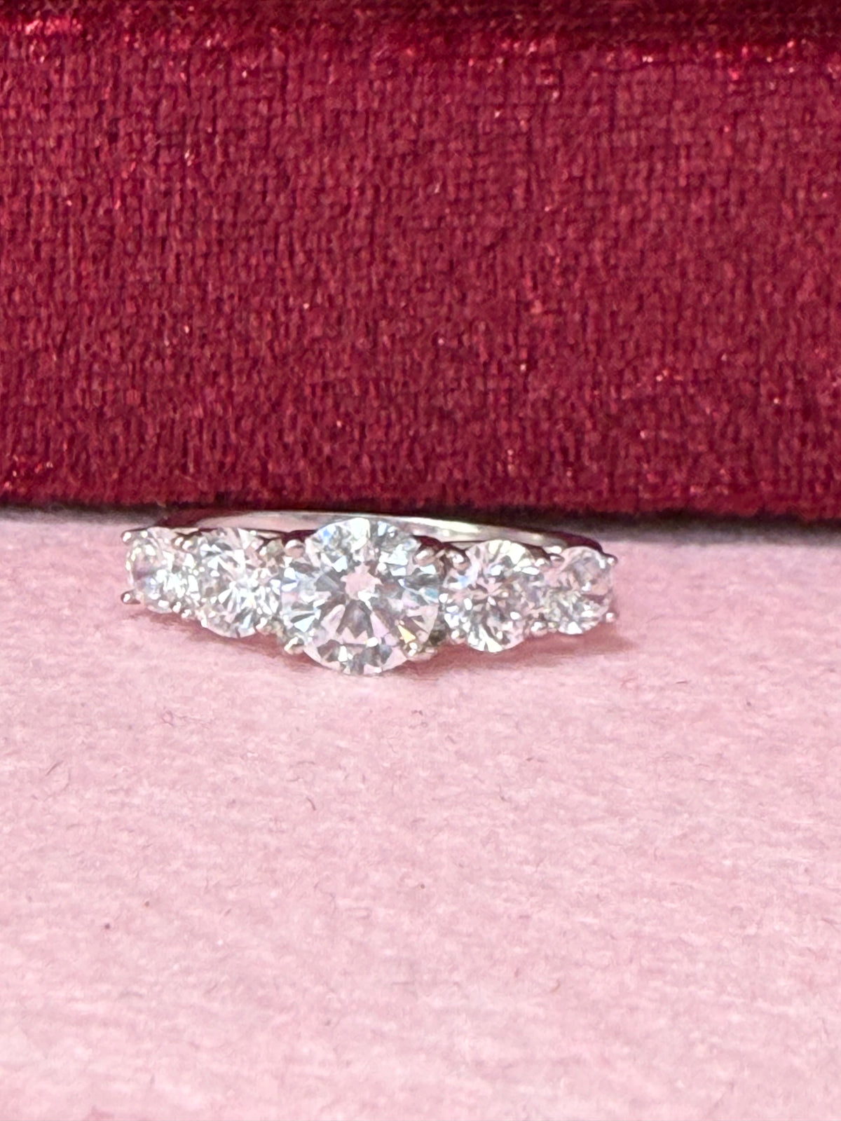 925 Sterling Silver Five-Stone Round-Cut Ring – Size 9