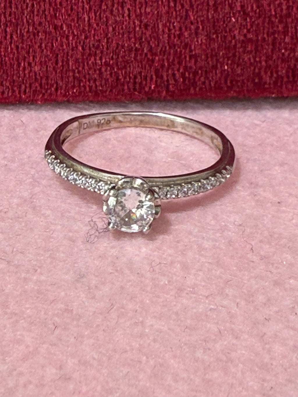 925 Sterling Silver Oval-Cut Solitaire Ring with Sparkling Band – Size 9