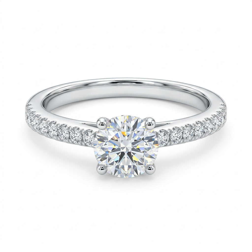 925 Sterling Silver Oval-Cut Solitaire Ring with Sparkling Band – Size 9