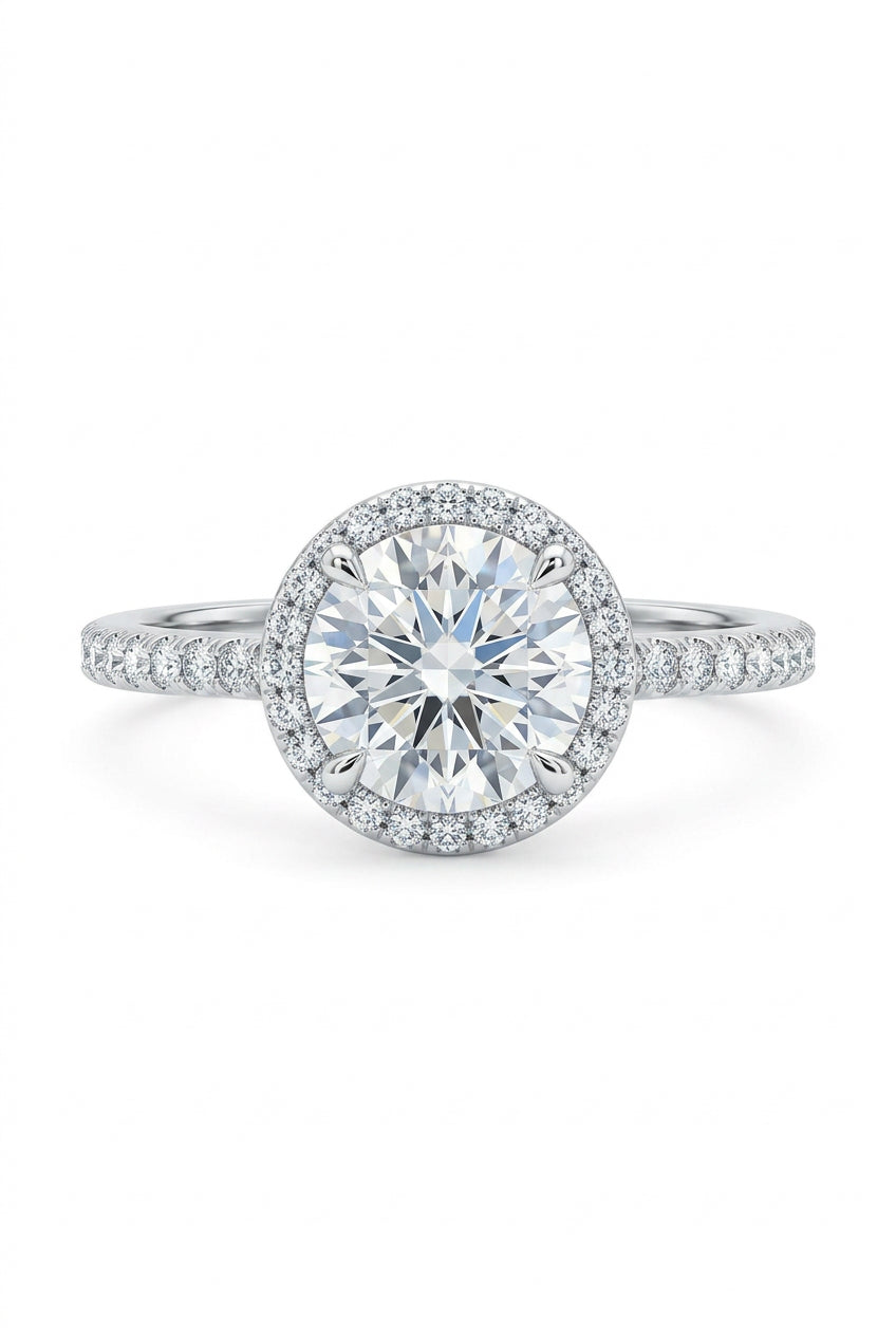925 Sterling Silver Round-Cut Solitaire Ring with Sparkling Band – Size 8