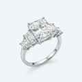 925 Sterling Silver Three-Stone Radiant-Cut Ring – Size 7