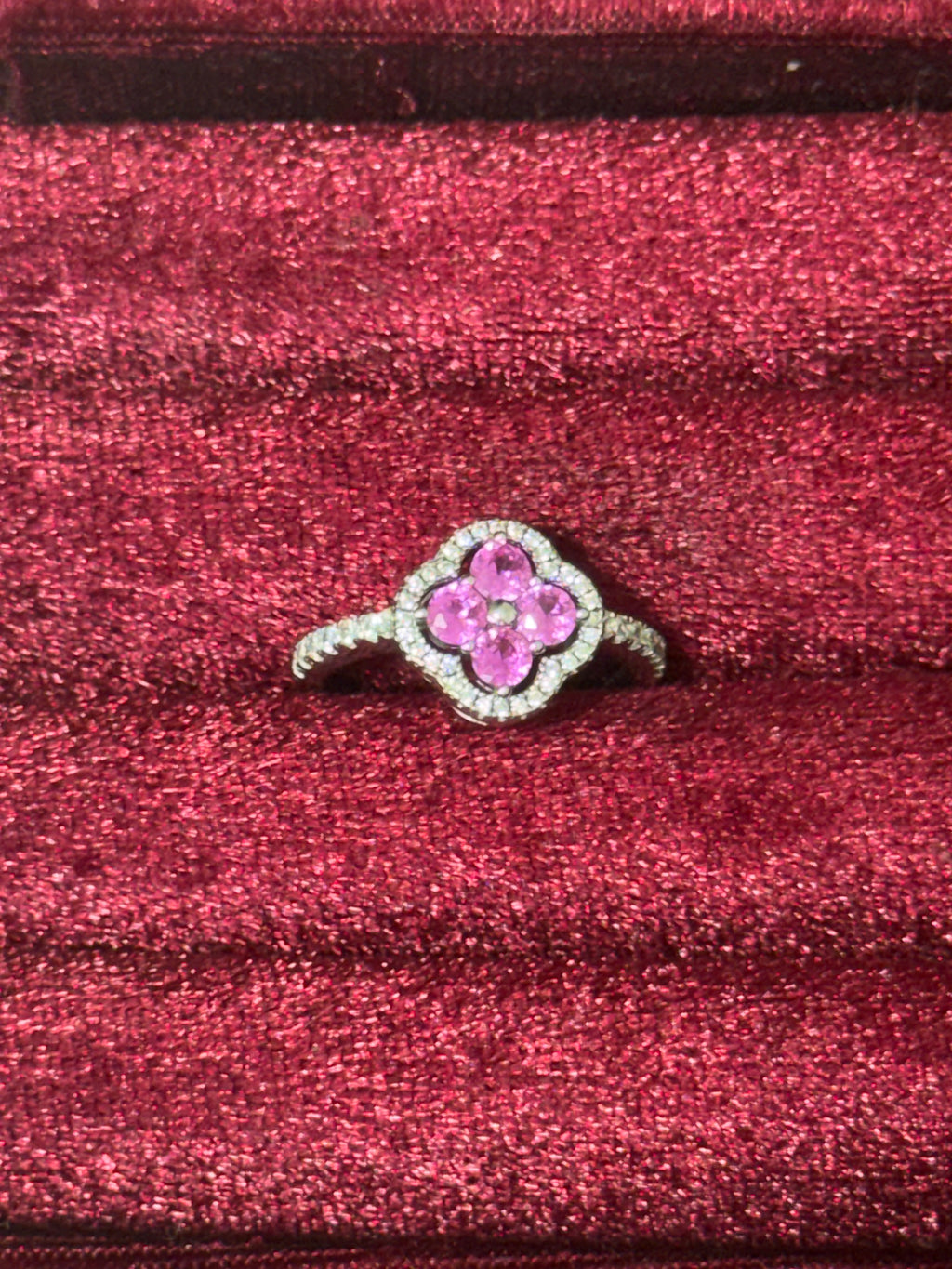 925 Sterling Silver Pink CZ Flower Ring – Size 7