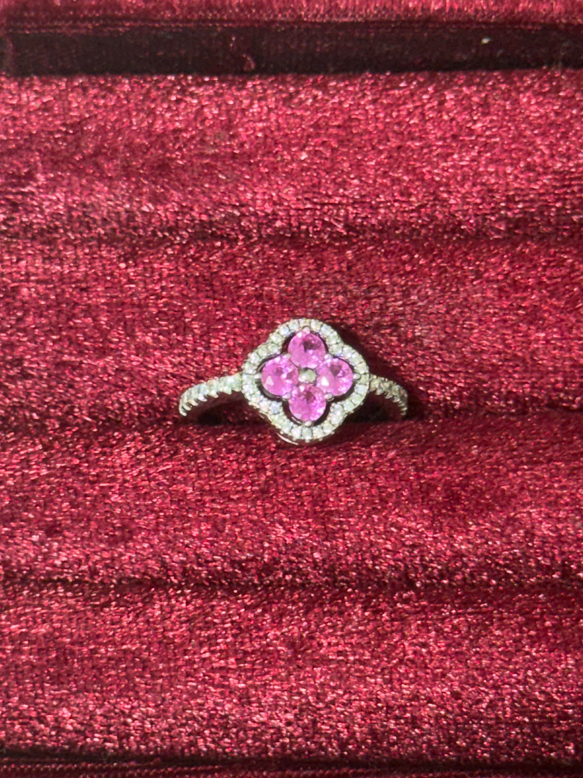 925 Sterling Silver Pink CZ Flower Ring – Size 7
