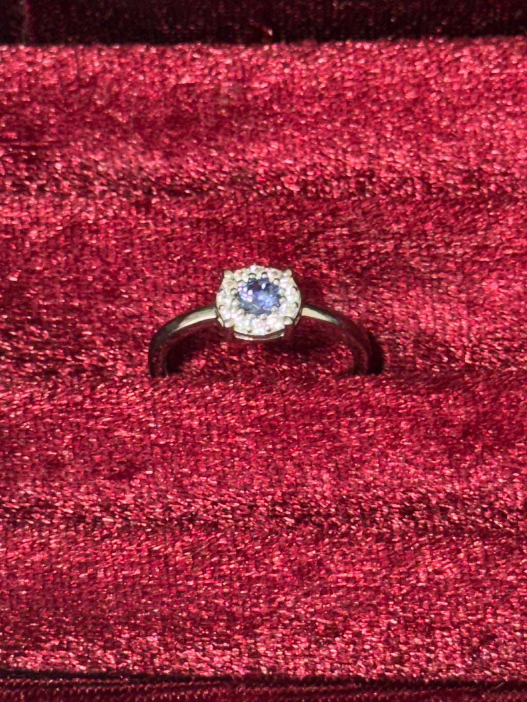 925 Sterling Silver Blue Round Halo Ring – Size 7