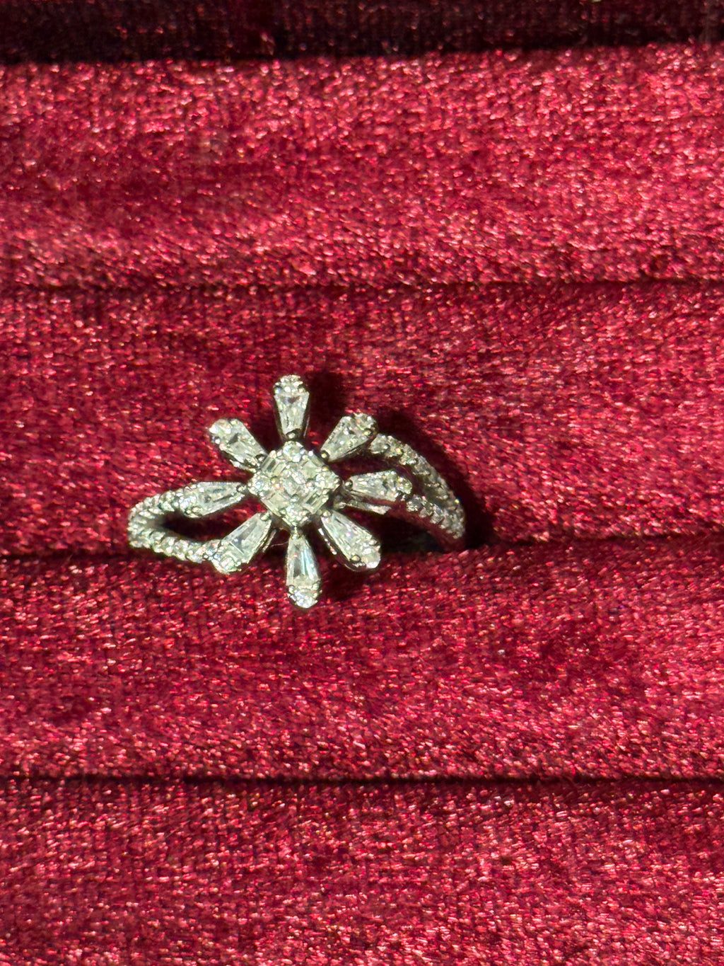 925 Sterling Silver Sparkling Flower Ring – Adjustable