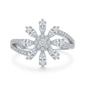 925 Sterling Silver Sparkling Flower Ring – Adjustable