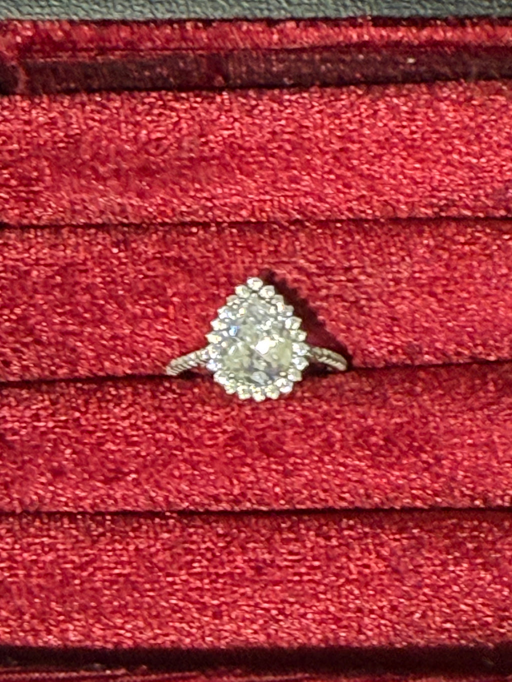 925 Sterling Silver Pear-Cut Halo Ring – Size 7