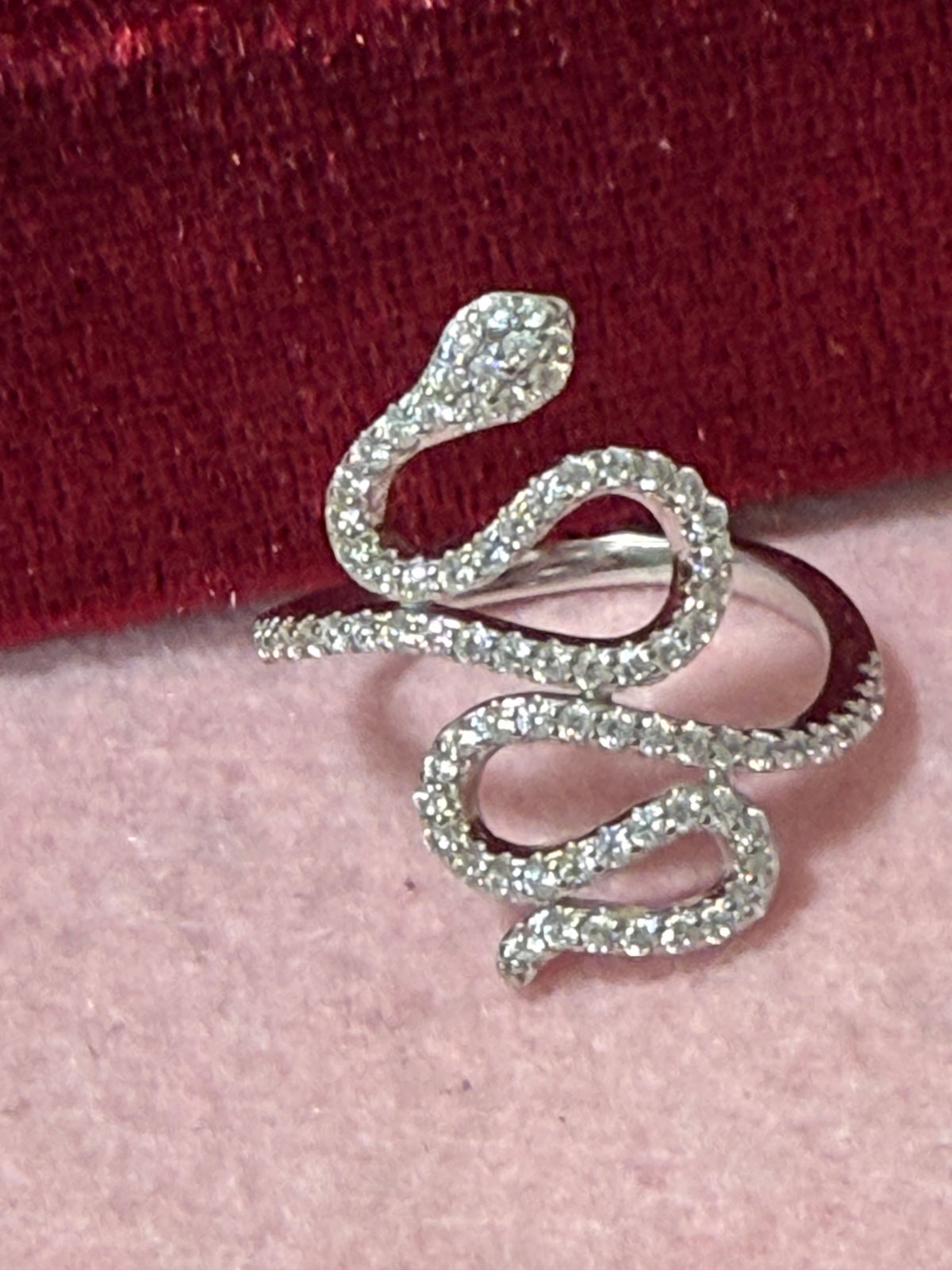 925 Sterling Silver Sparkling Snake Wrap Ring – Size 7