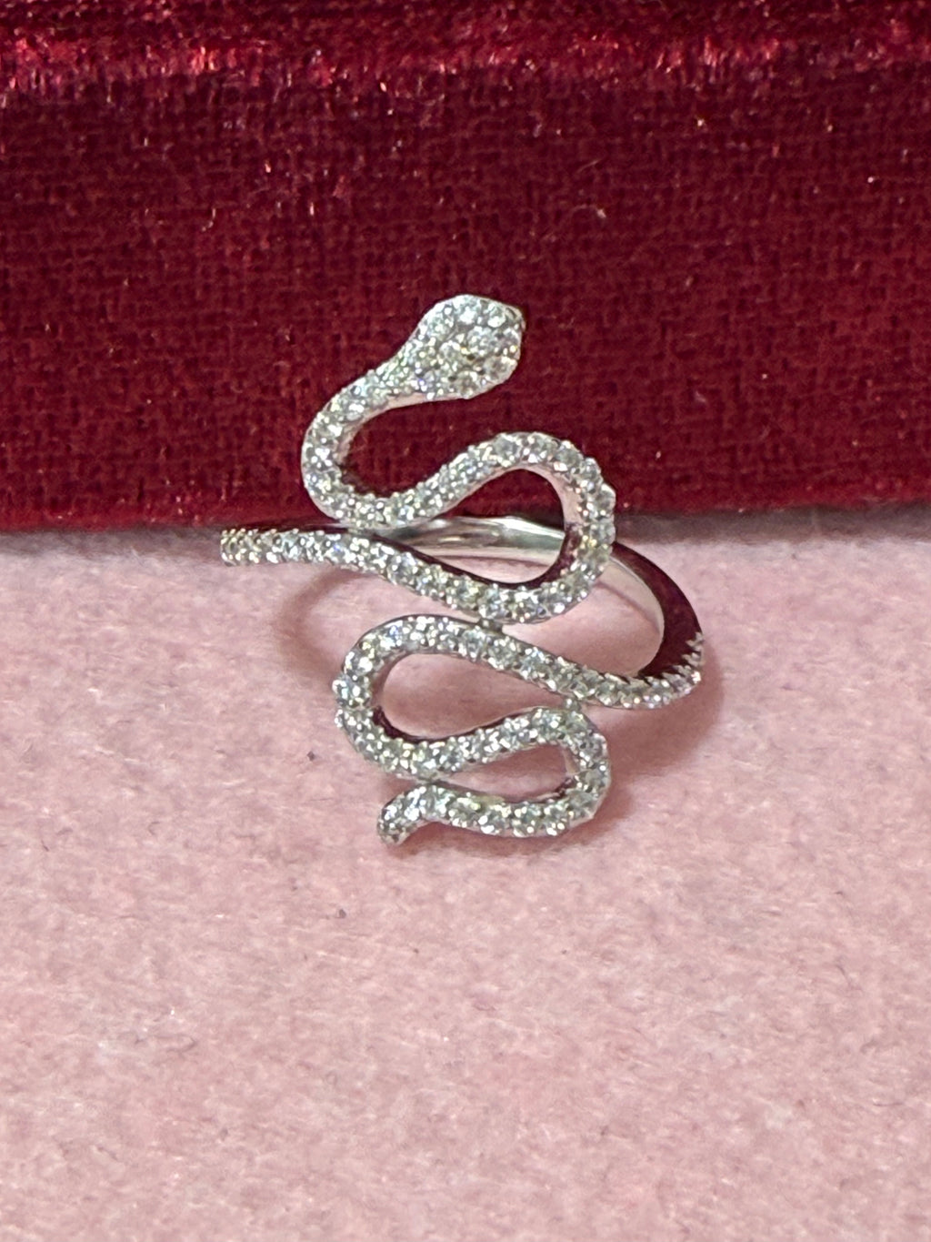 925 Sterling Silver Sparkling Snake Wrap Ring – Size 7