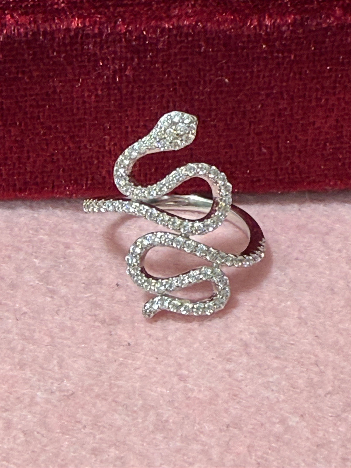 925 Sterling Silver Sparkling Snake Wrap Ring – Size 7